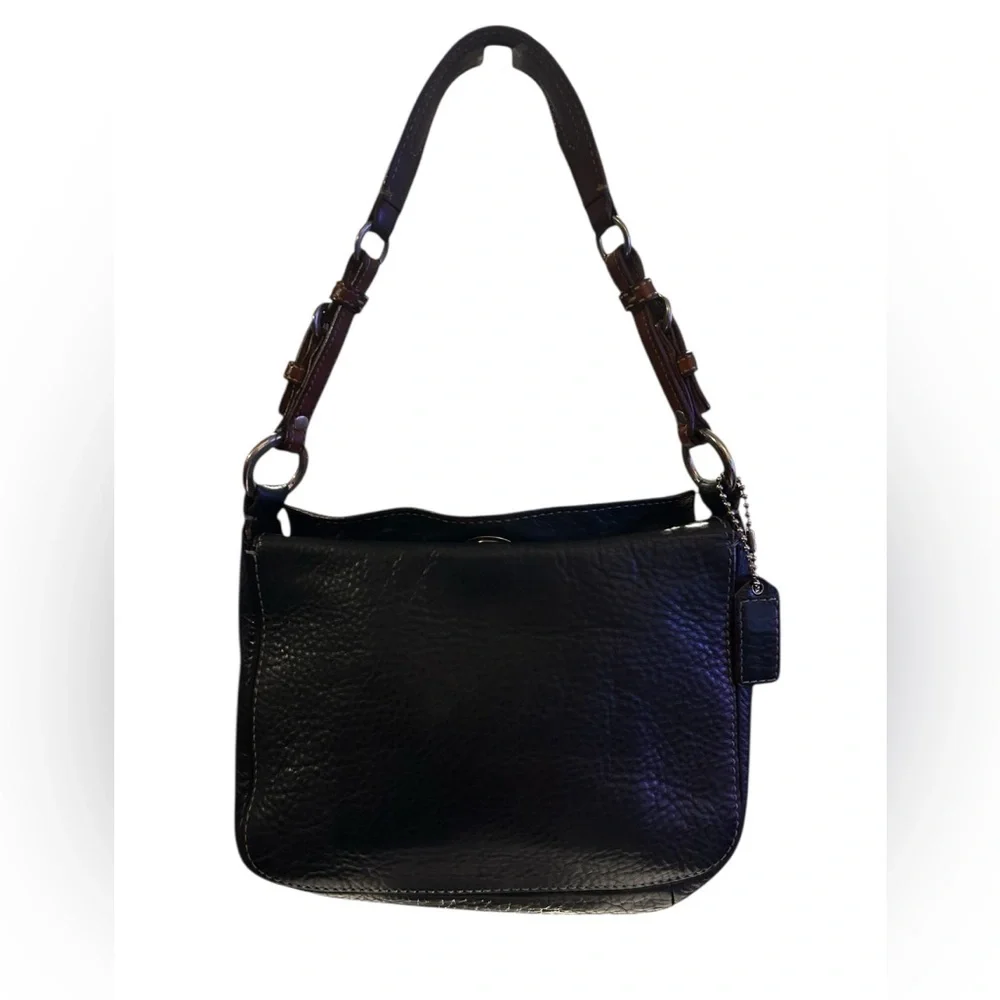 COACH Chelsea Black Pebbled Leather Turn-Lock Fold Top